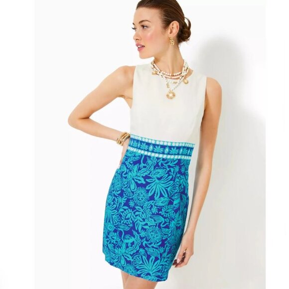 NWT Lilly Pulitzer Aubria Sleeveless Shift Dress Breezy Aqua Jungle Escape - 8 - Picture 14 of 15